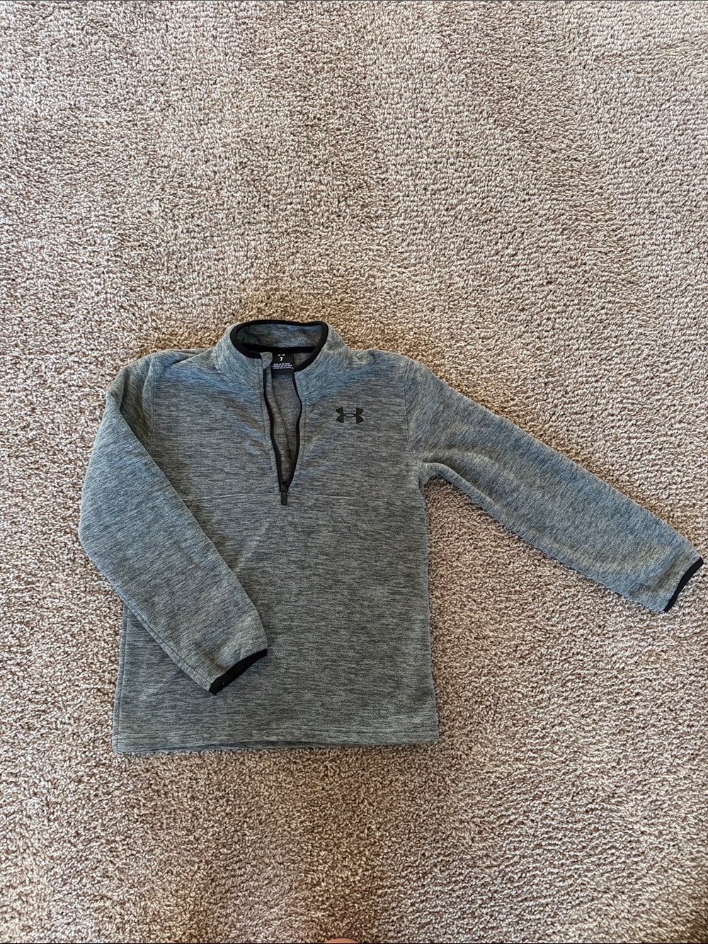 Under Armour Boys Heather Gray Half-Zip Performance Pullover
